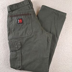Wrangler Riggs Workwear Carpenter Pants Mens Size 30 x 32 Rip Stop Green Rugged